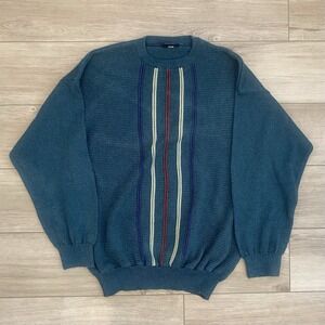Vintage Keller Man Pullover Striped Sweater Men's Size XL Multicolor Grandpa VTG